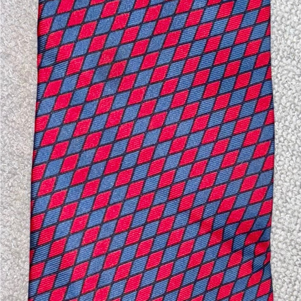 Turnbull & Asser Red and Blue Diamond Pattern Tie